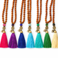 Mala de Rudraksha con Borla Turquesa – Calma y Protección