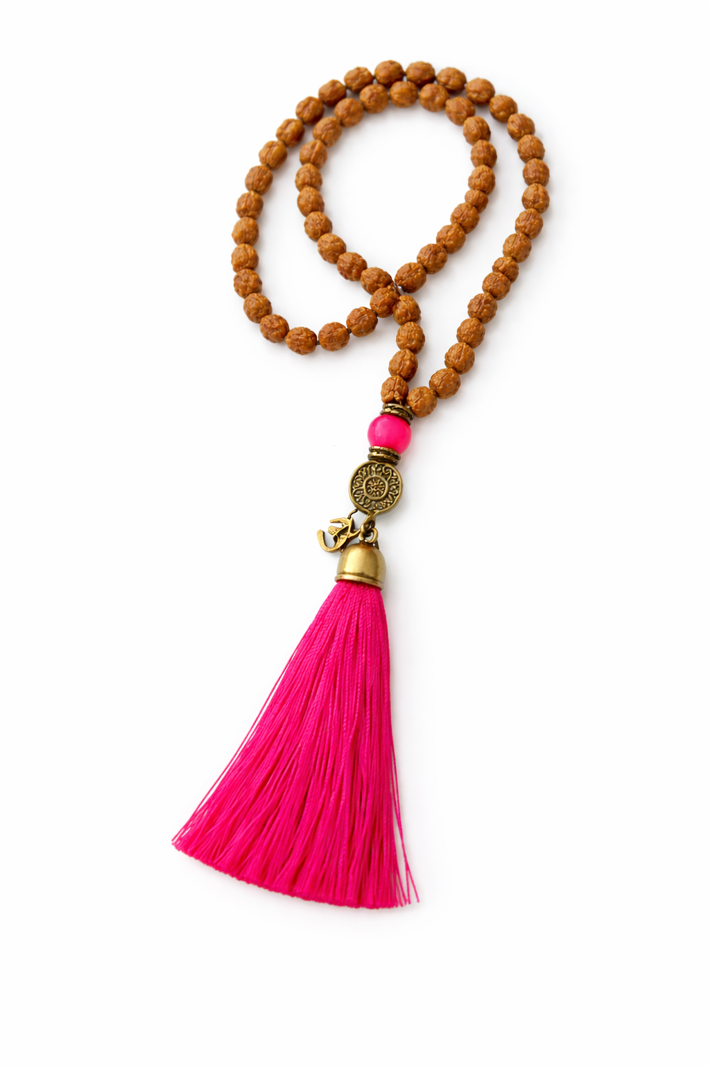 Mala de Rudraksha con Borla Turquesa – Calma y Protección