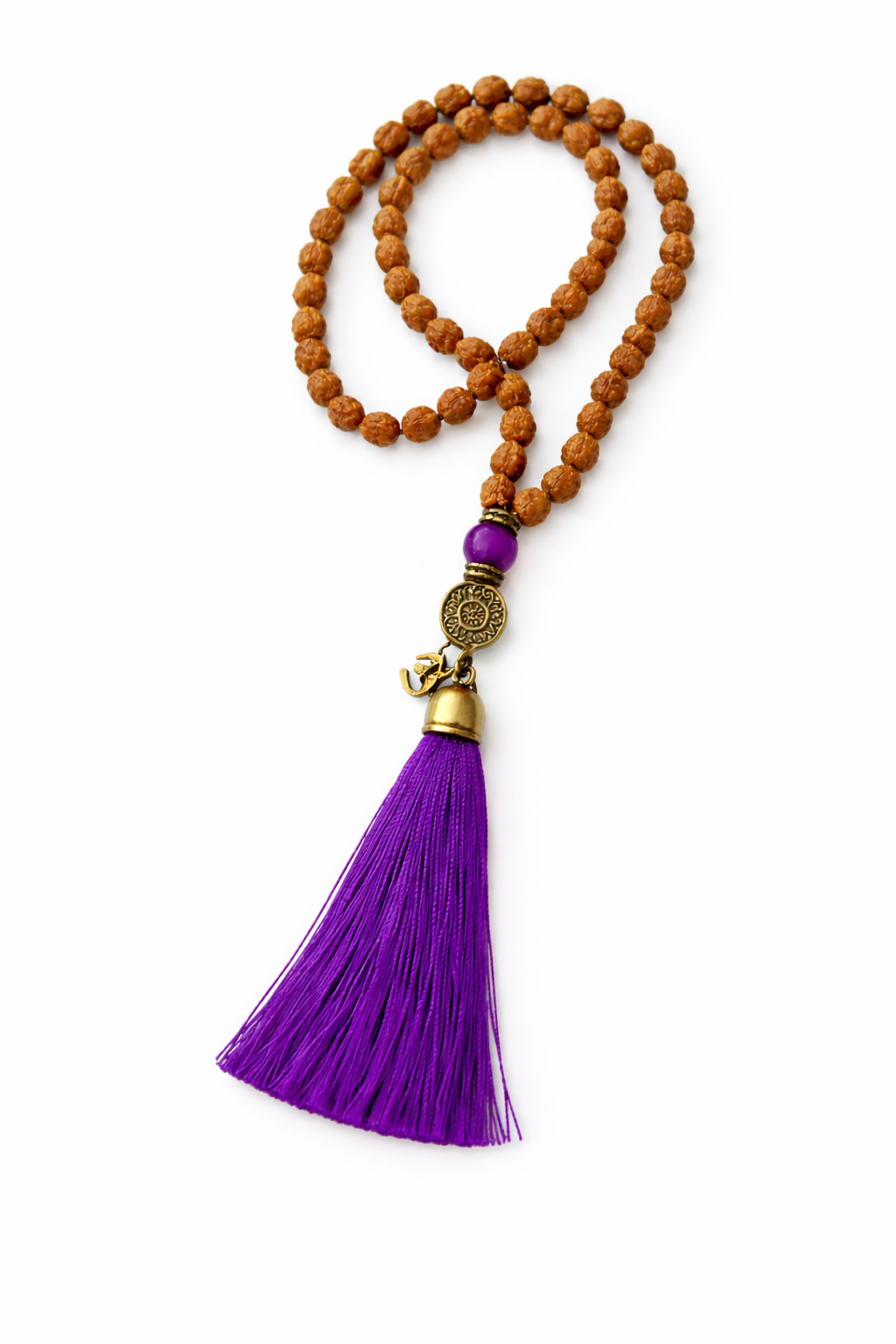 Mala de Rudraksha con Borla Turquesa – Calma y Protección