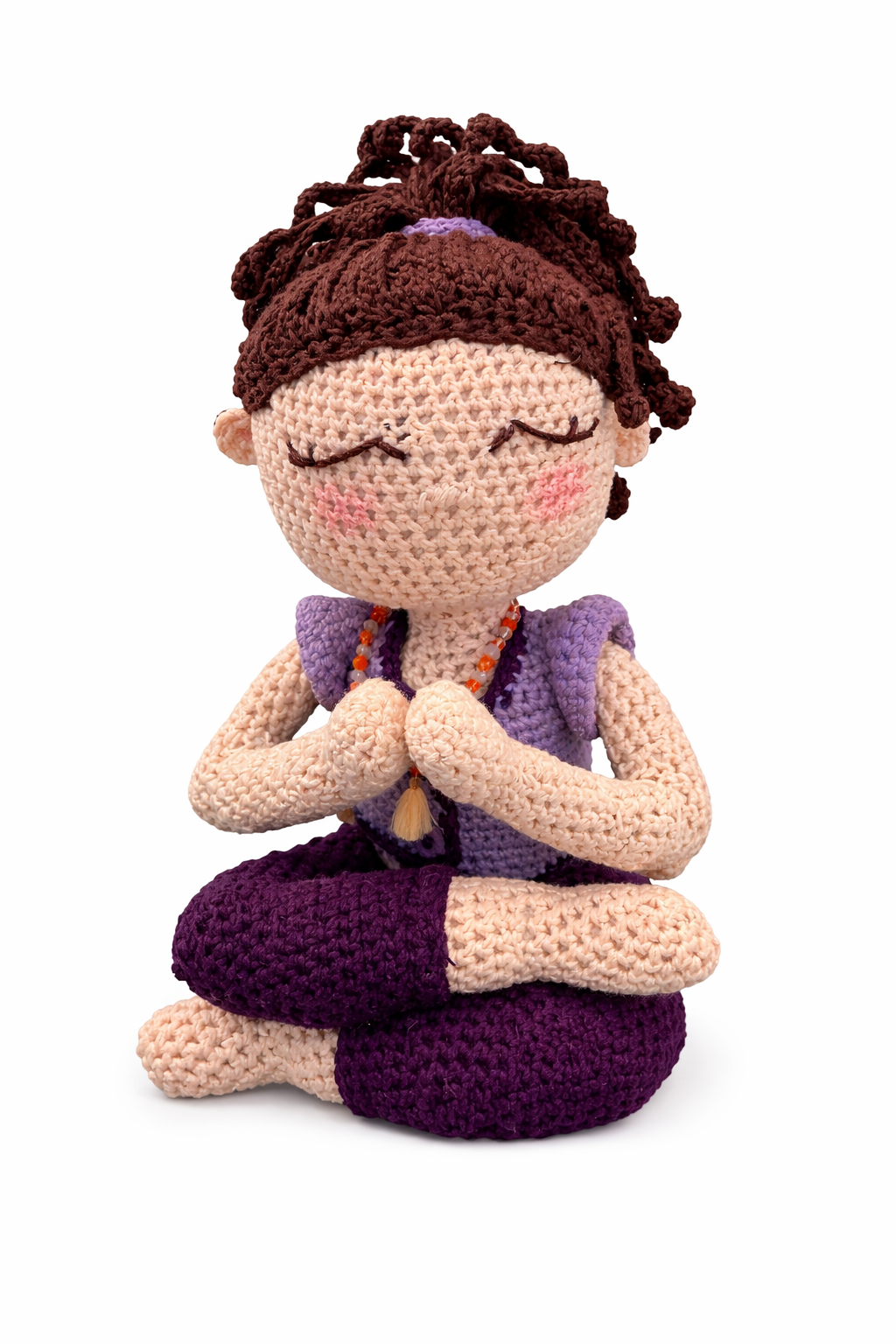 Muñeca de crochet espiritual de yoga y meditación